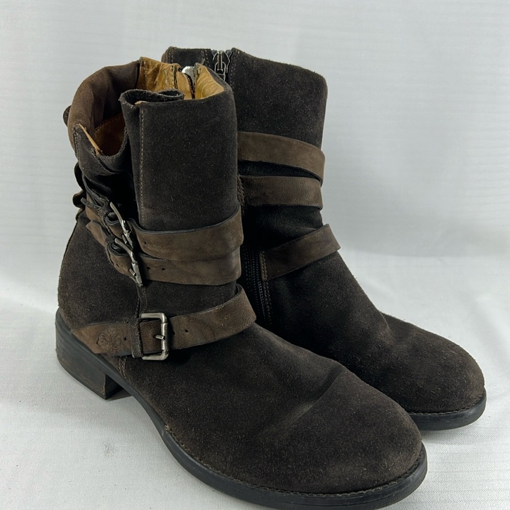 Alberto Fermani Chocolate Suede Moto Boots